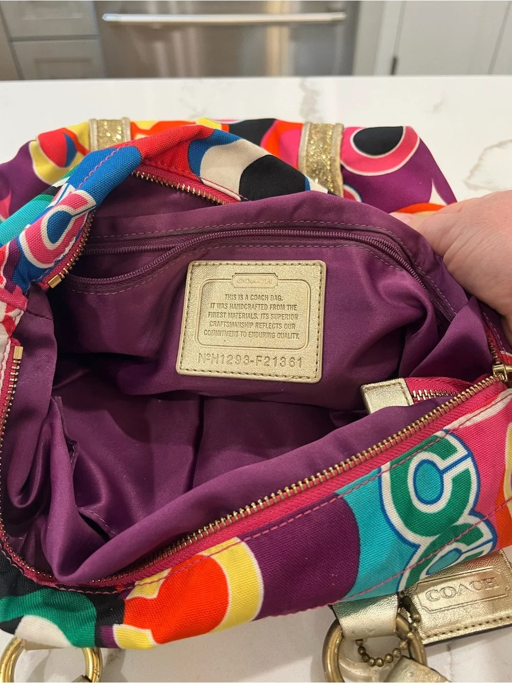 Coach Rare Poppy Pop C Glam Spotlight Colorful Signature Shoulder Handbag Tote